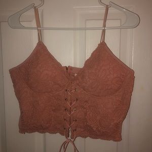Romwe crop top, large & dark peach